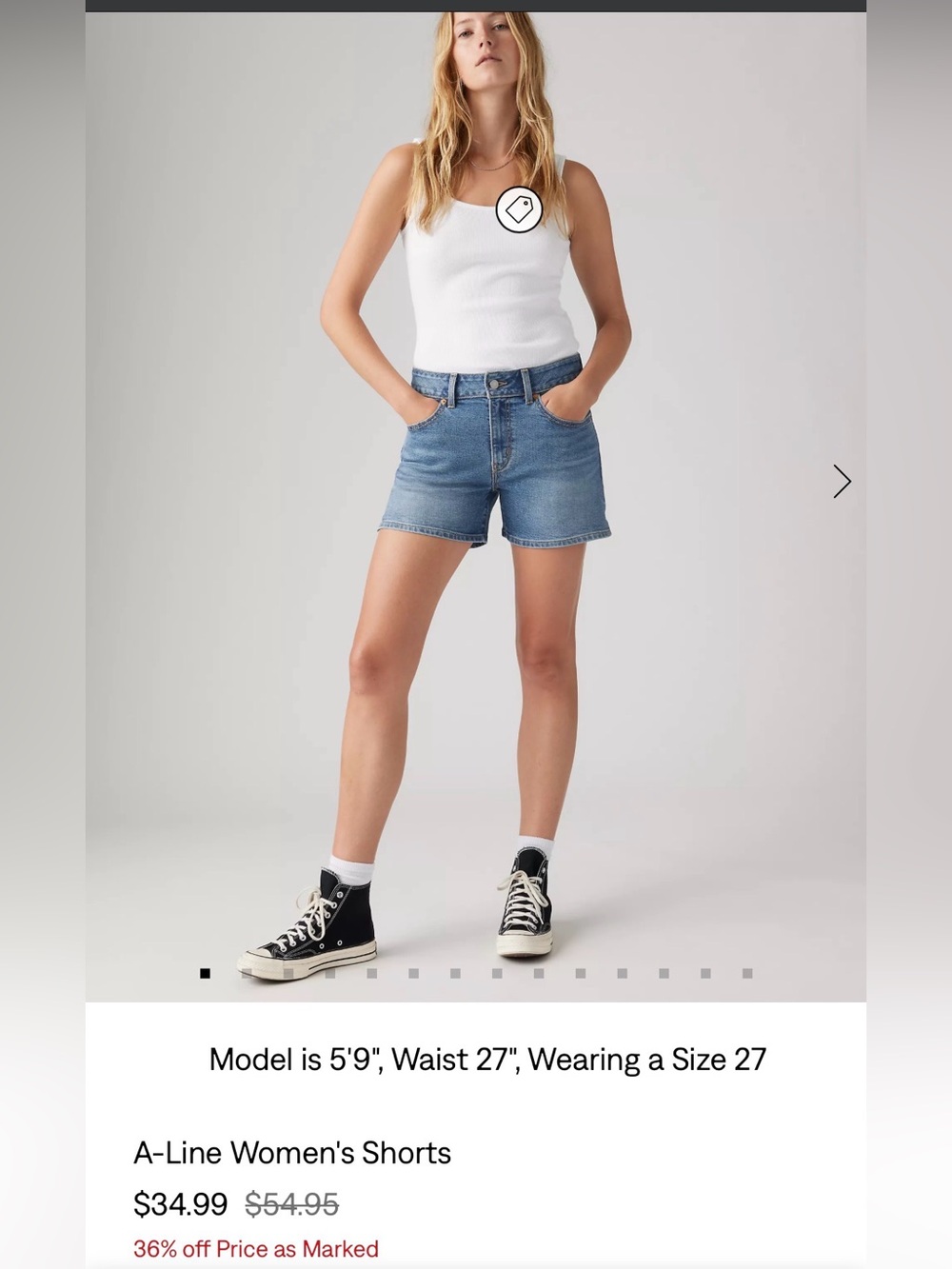 Levi’s A-Line Denim Shorts Women’s 32 L/XL